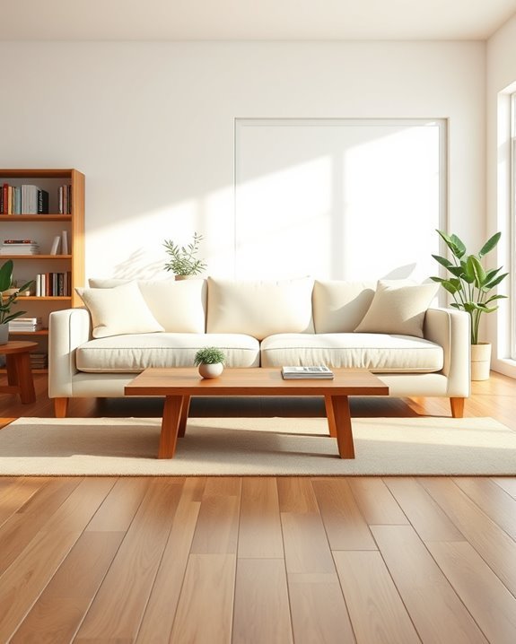 cream sofa natural wood