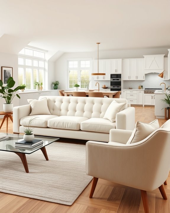 cream sofa open concept