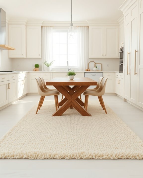 creamy textured kitchen rugs