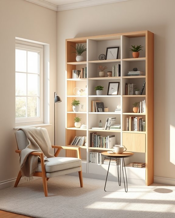 creative corner bookshelf styling
