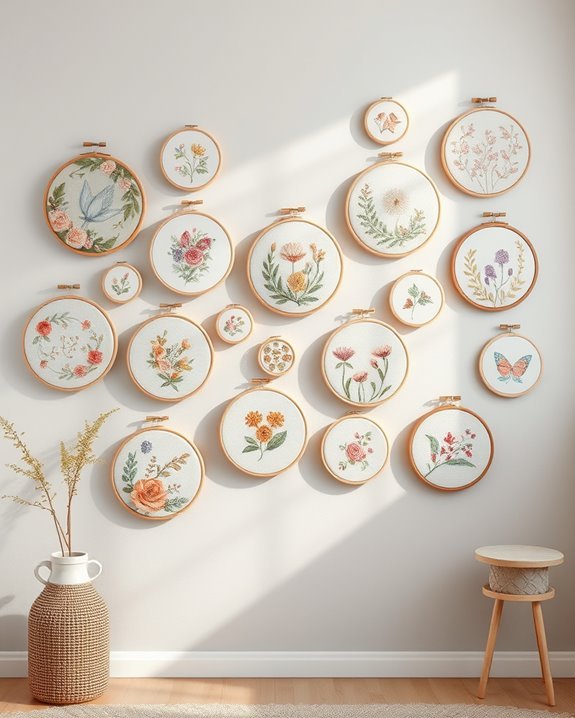 creative embroidery hoop display