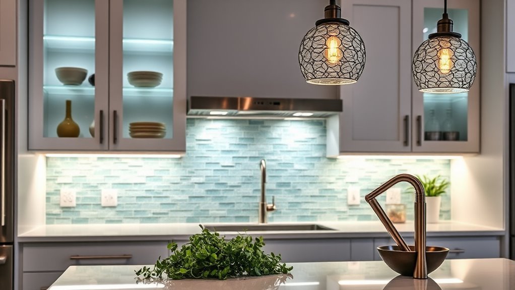 creative kitchen backsplash lighting