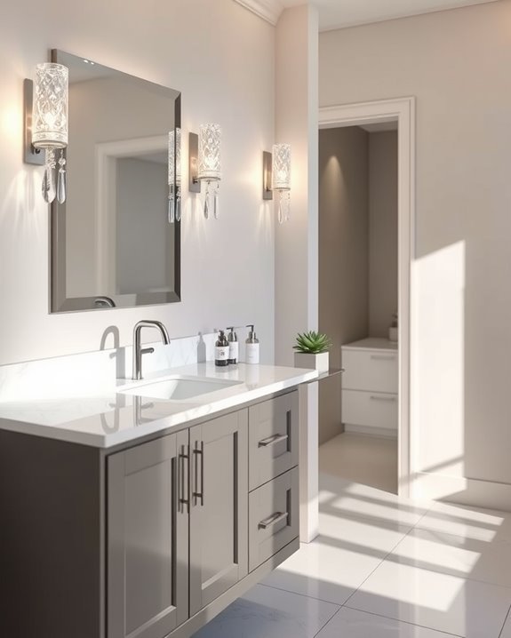 crystal lighting enhances bathrooms
