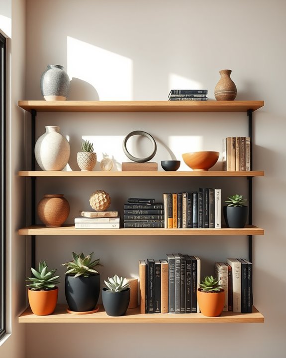 curated open shelving display