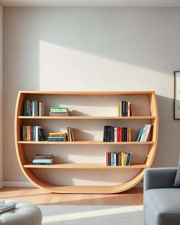 curved bookshelves enhance spaces
