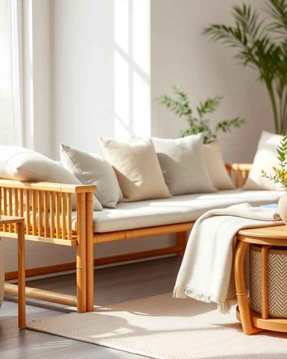 cushions enhance bamboo furniture