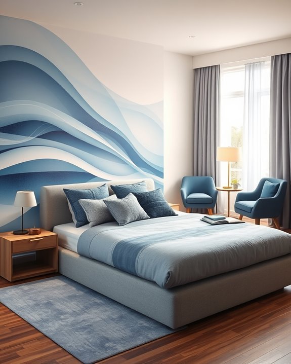 custom blue grey murals