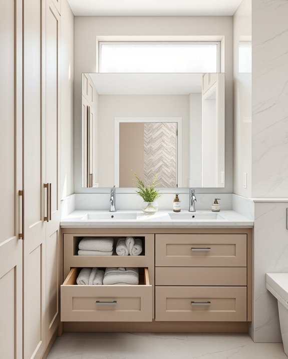 custom built in bathroom storage