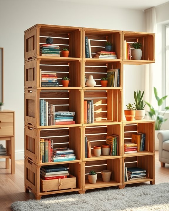 customizable rustic crate bookshelves
