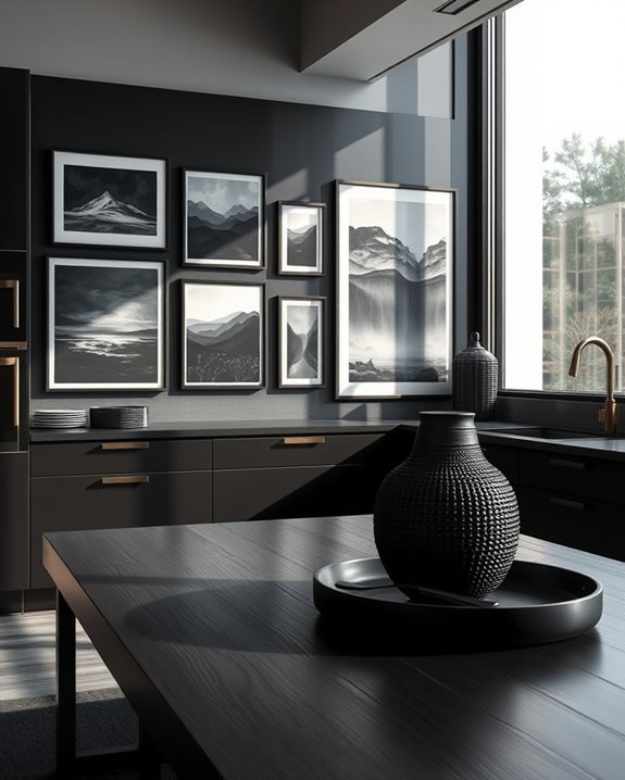 dark art enhances kitchens