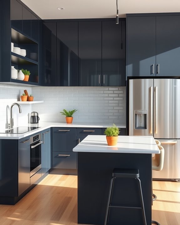 dark cabinets create depth