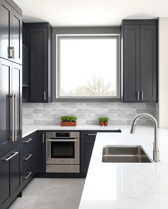 dark gray cabinetry contrast