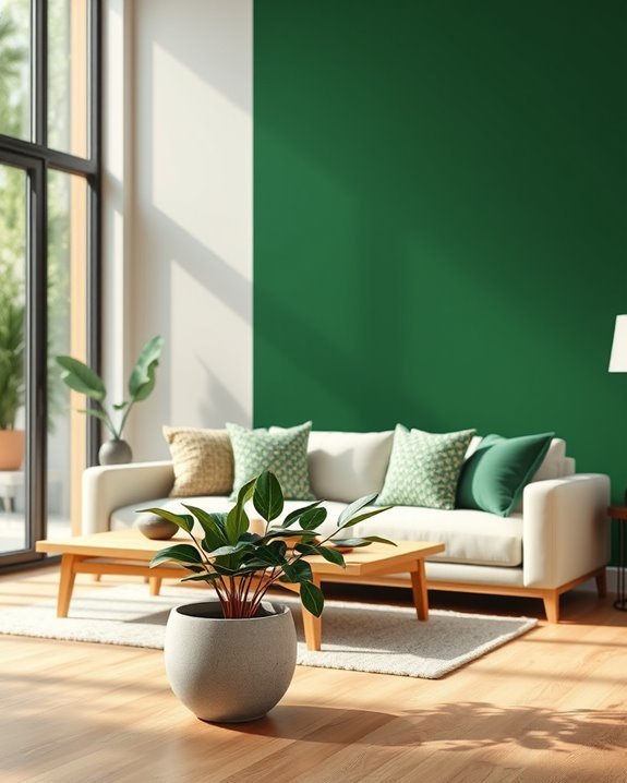 dark green accent walls
