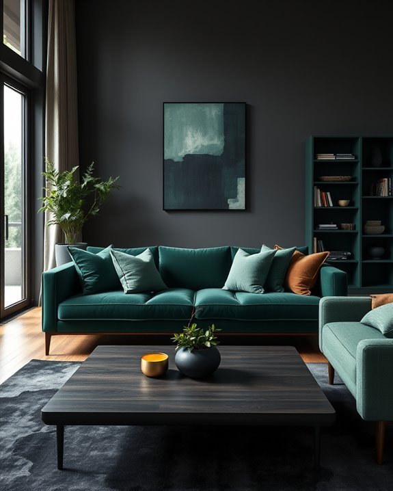 dark green decor accents