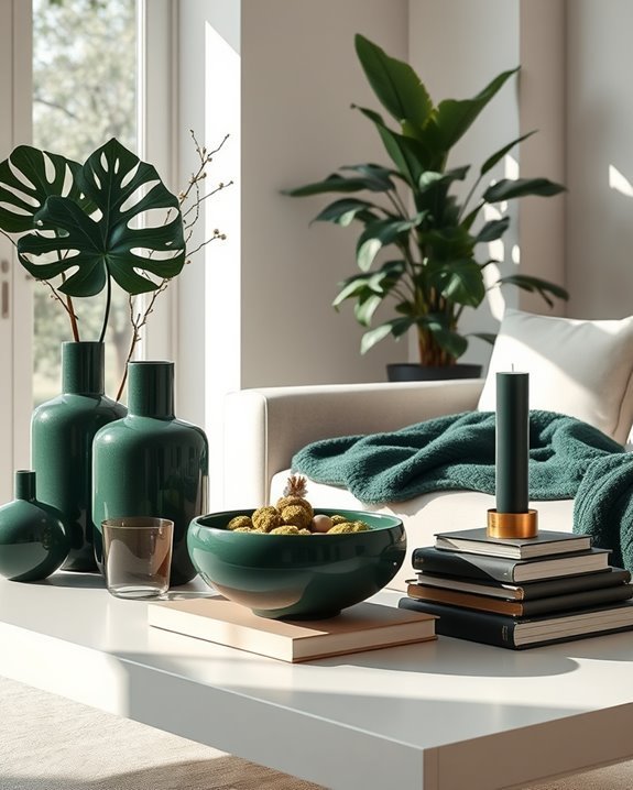 dark green decorative accents