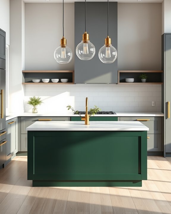 dark green kitchen accent