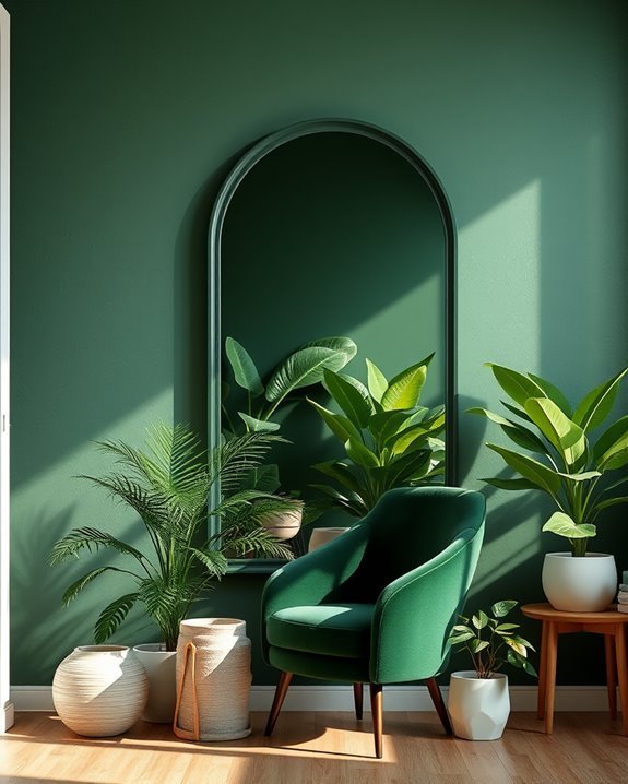 dark green mirror decor