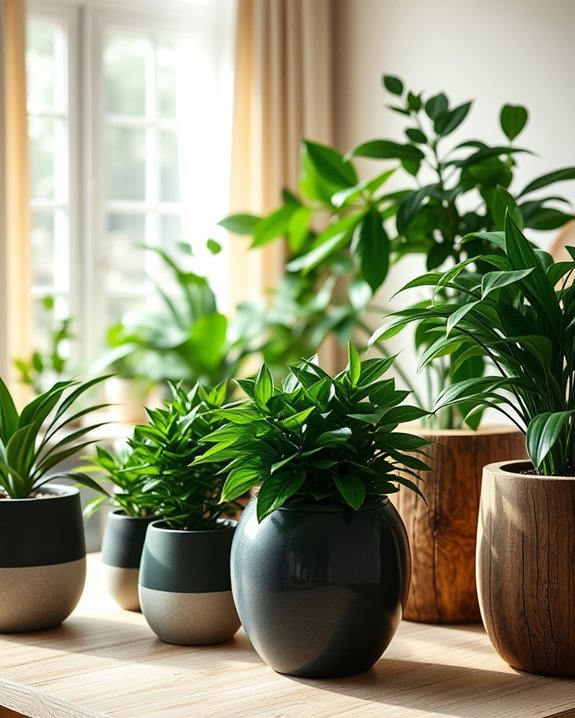 dark green planter decor