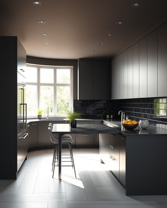 dark grey monochromatic kitchen elegance