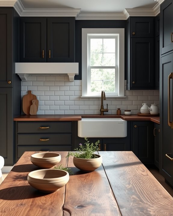dark kitchens bright trim