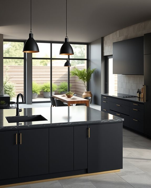 dark sophisticated open kitchen
