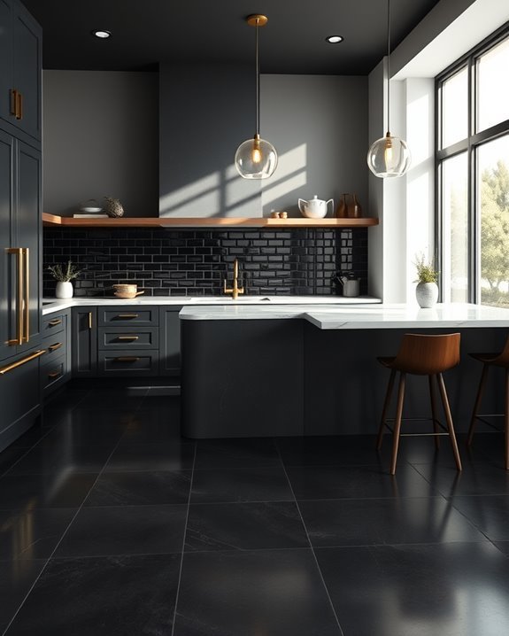 dark textured tile flooring