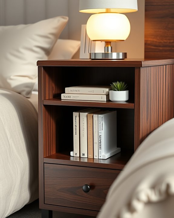 dark wood bedside tables