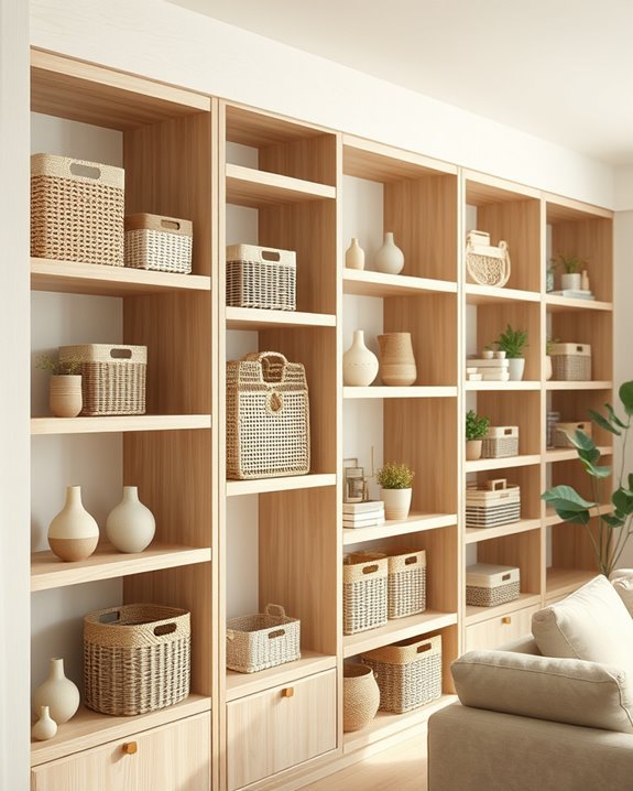 decorative basket shelf organization