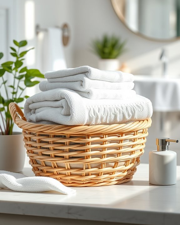 decorative basket towel display