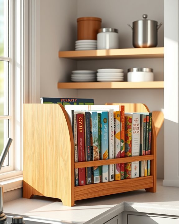 decorative cookbook storage solution