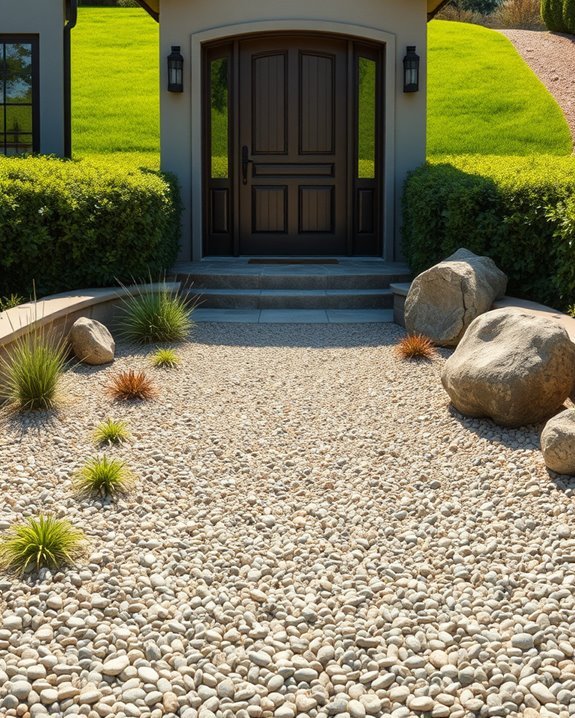 decorative gravel enhances entrances