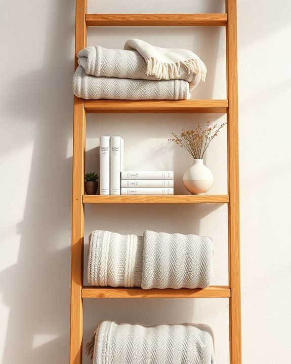decorative ladder with throws