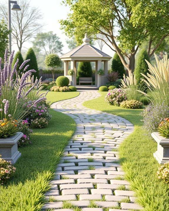 decorative stone pathways enhance charm