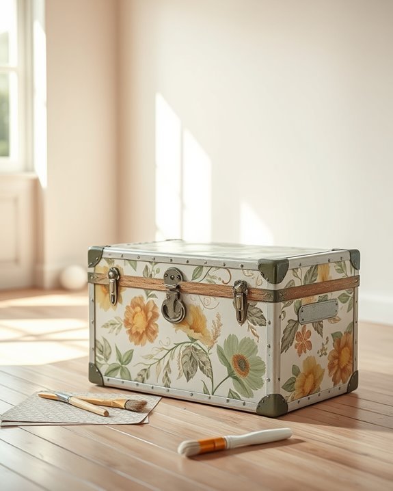 decoupage vintage trunk transformation