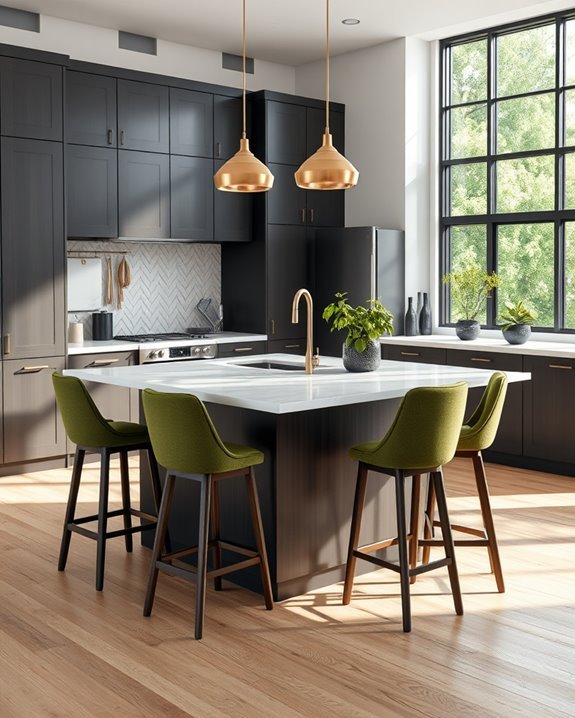 deep olive green accents