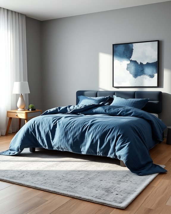 denim bedding black headboard