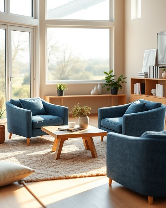 denim blue armchair elegance