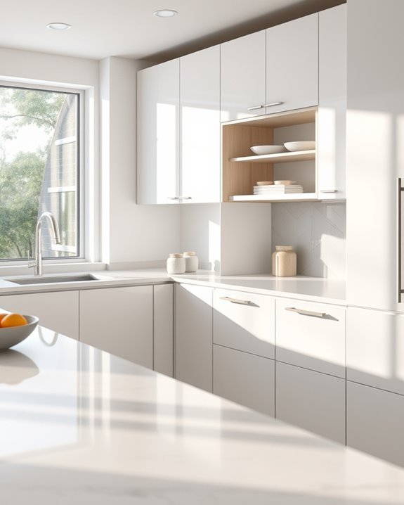 diagonal cabinetry enhances functionality