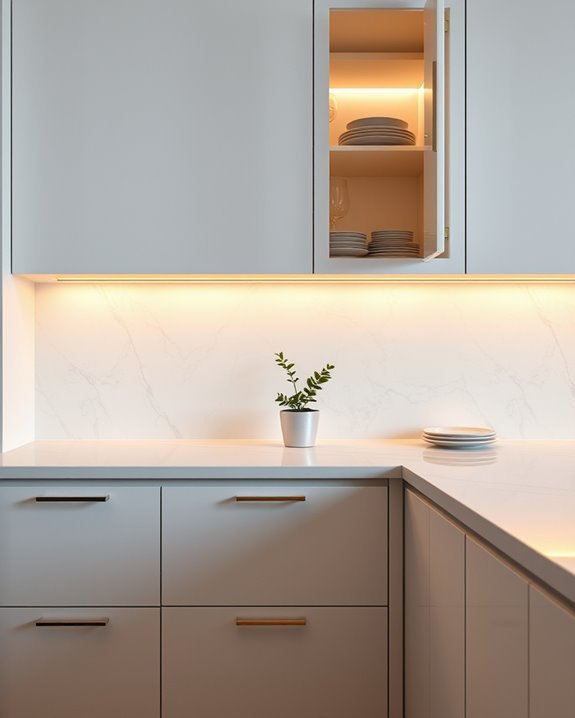 discreet lighting enhances cabinetry