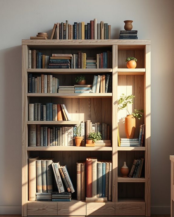 distressed wood bookshelf makeover