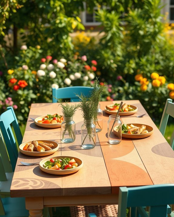 diy colorful outdoor table
