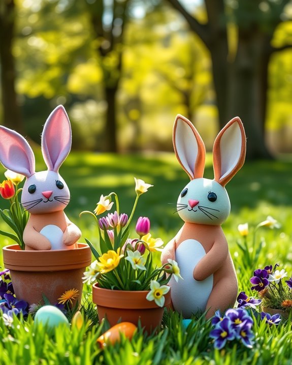 diy easter flower pot bunnies