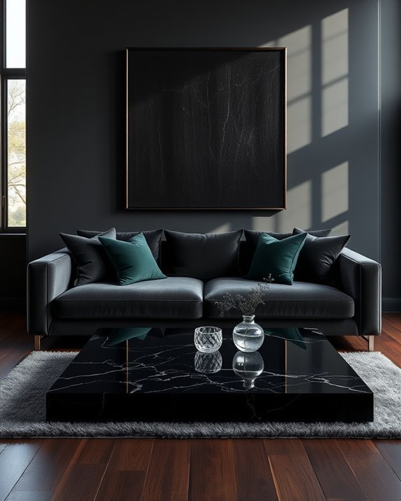 dramatic black artwork accents