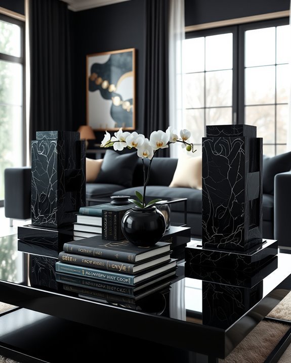 dramatic black bookends elegance