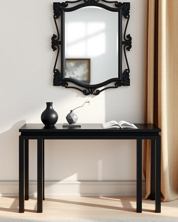 dramatic black console tables