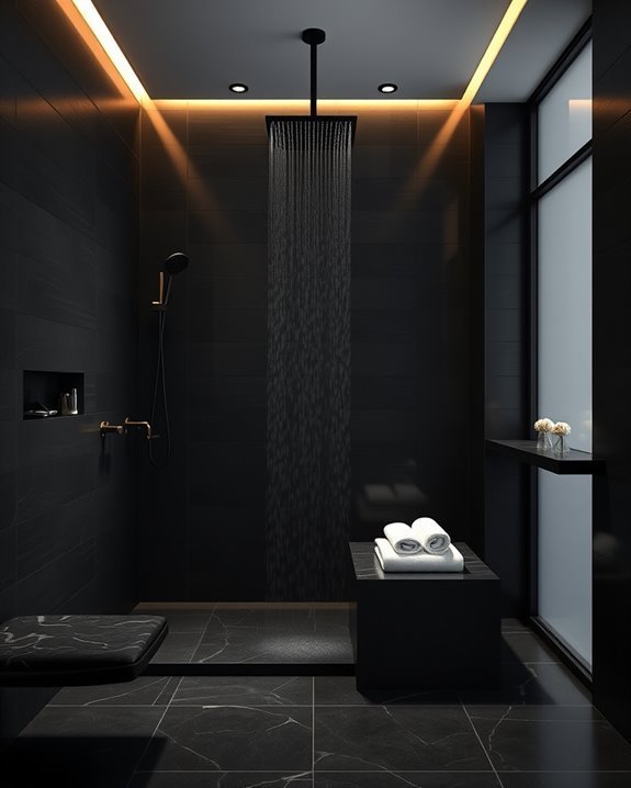 dramatic black shower ambiance