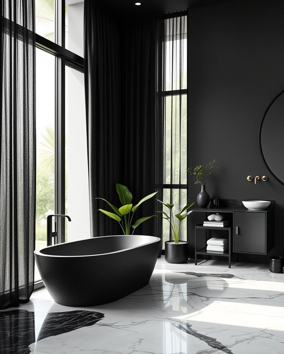 dramatic black window treatments