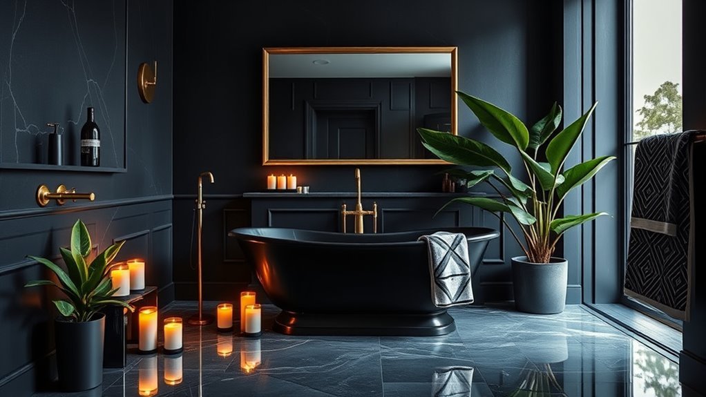 dramatic dark bathroom elegance