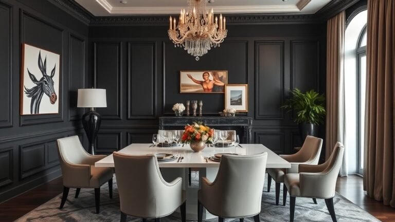 dramatic dark dining room