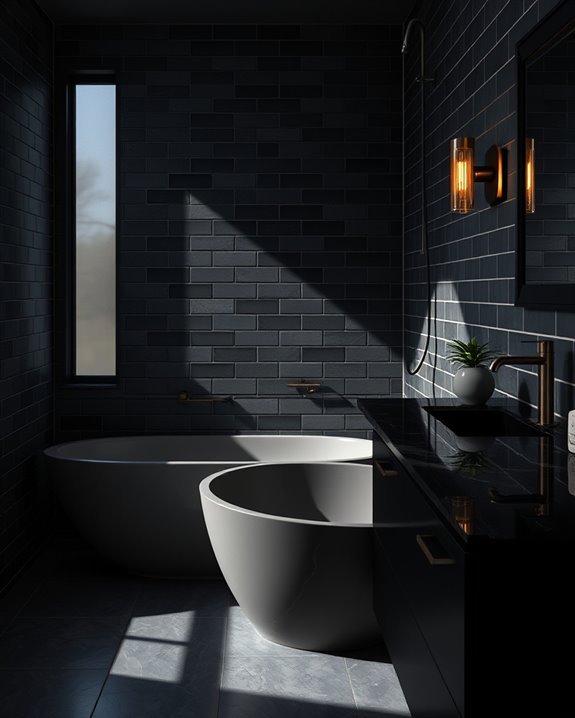 dramatic dark grout contrast